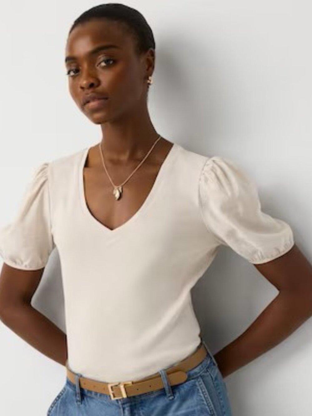 White House black market satin sleeve knit tee NWT!!!!!!!